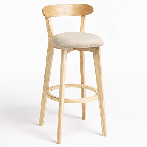 Gepolsterter Barhocker aus Holz im Vintage-Stil, stilvoller Küchenthekenstuhl mit Eichenbeinen, Rückenlehne und Fußstütze, grau/blau, perfekt für Hausbars und Essbereiche Gepolsterter Barhocker aus Holz im Vintage-Stil, stilvoller Küchenthekenstuhl mit Eichenbeinen, Rückenlehne und Fußstütze, grau/blau, perfekt für Hausbars und Essbereiche von Generisch