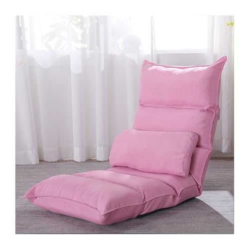 Gepolsterter Bodenstuhl, verstellbares 5-Positionen-Lazy-Sofa, einfacher Lounge-Klappsitz mit Rückenstütze für Schlafzimmer, Büro, Balkon, Keine Montage erforderlich (Farbe: Pink, Größe: 20, von Generisch