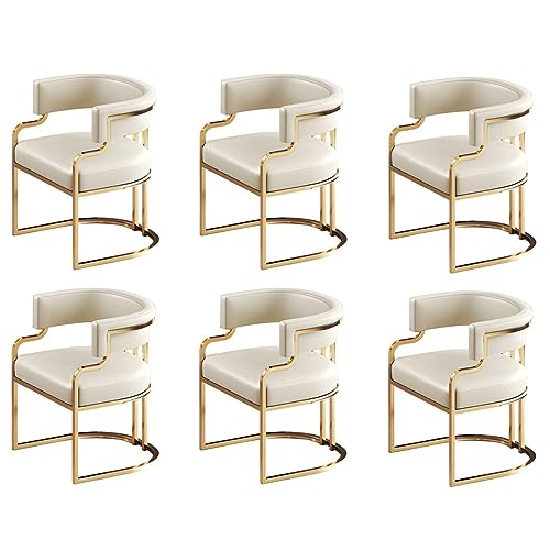 Gepolsterter Esszimmerstühle 6er Set - Niedrige Rückenlehne Sessel mit Kunstleder & Messingbeinen für Küche Esszimmer Milchtee Shop - Stilvolle weiße Wohnmöbel Gepolsterter Esszimmerstühle 6er Set - Niedrige Rückenlehne Sessel mit Kunstleder & Messingbeinen für Küche Esszimmer Milchtee Shop - Stilvolle weiße Wohnmöbel von Generisch