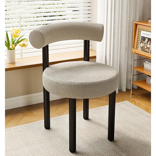 Gepolsterter Esszimmerstuhl mit gebogener Rückenlehne, moderner Küchen-Akzentstuhl mit Metallbeinen für Wohnzimmer, Empfang oder Schlafzimmer Gepolsterter Esszimmerstuhl mit gebogener Rückenlehne, moderner Küchen-Akzentstuhl mit Metallbeinen für Wohnzimmer, Empfang oder Schlafzimmer von Generisch
