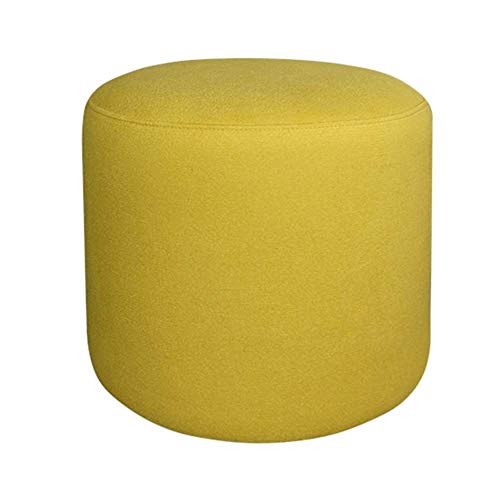 Gepolsterter Fußhocker, Ottomane, runder Schuhhocker mit elastischer Schaumstoff-Fußstütze für Wohnzimmer, 2 Größen und 4 Farben (Graugelb), bequeme und stilvolle Fußstütze von Generisch