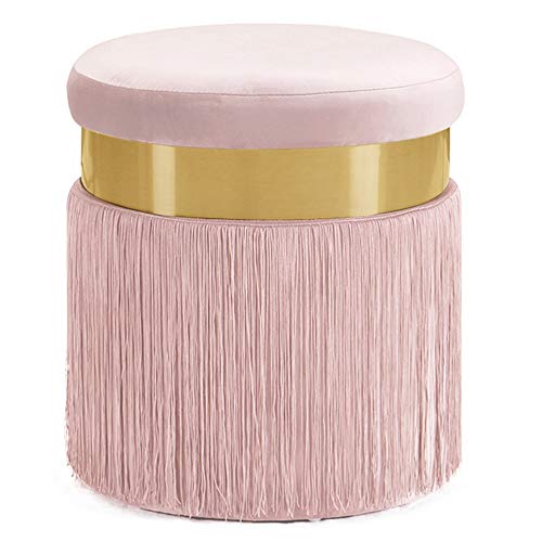 Gepolsterter Fußhocker mit Edelstahlring, modernes schlichtes Design für Wohnzimmer, Schlafzimmer und Eingangsbereich von Generisch