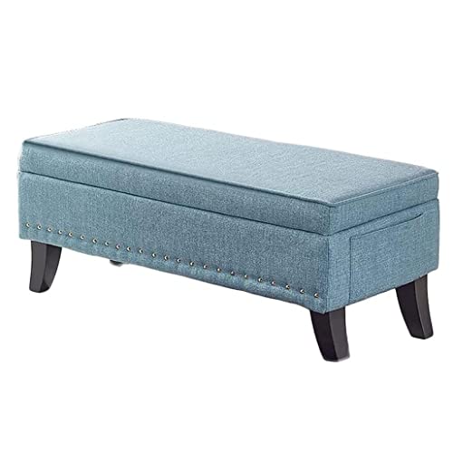 Gepolsterter Hocker Leinenstoff Fußhocker Pouf Hocker Wechselschuh Fußstütze Holzbeine für Wohnzimmer Schlafzimmer - von Generisch