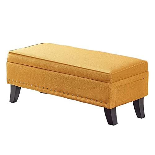 Gepolsterter Hocker Leinenstoff Fußhocker Pouf Hocker Wechselschuh Fußstütze Holzbeine für Wohnzimmer Schlafzimmer - von Generisch