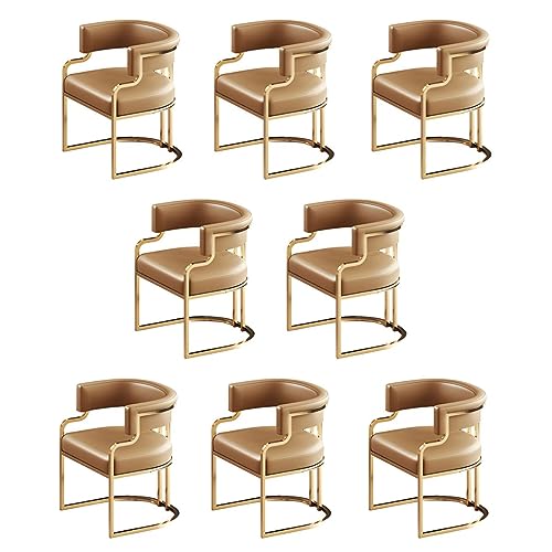 Gepolsterter Home Side Chair Niedrige Rückenlehne Sessel Esszimmerstuhl mit Kunstleder und Messingbeinen für Esszimmer von Generisch