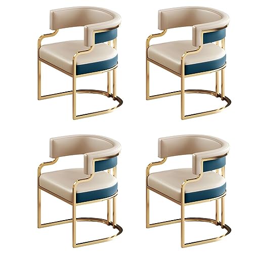Gepolsterter Home Side Chair Niedrige Rückenlehne Sessel Esszimmerstuhl mit Kunstleder und Messingbeinen für Esszimmer von Generisch