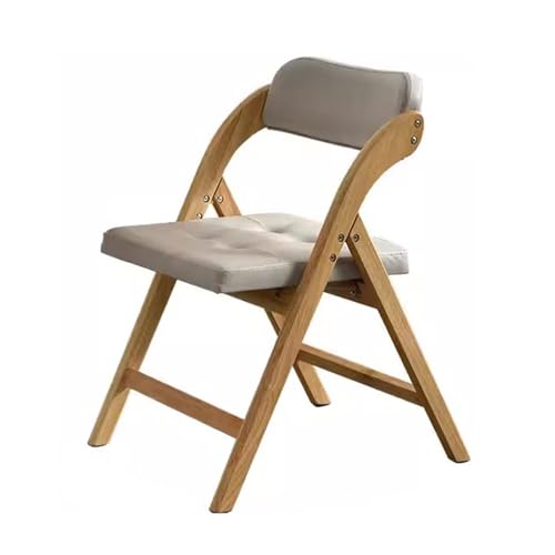 Gepolsterter Klappstuhl aus Holz für Büro, Esszimmer, Schlafzimmer – einfache Lagerung, Armlehnstuhl für Gäste – Empfangsstuhl für den Innenbereich – Originalholzfarbe von Generisch