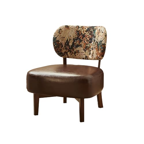Gepolsterter Ottoman-Stuhl aus PU-Leder, ohne Armlehne, Lounge-Akzentstuhl mit Rückenlehne, vielseitige Eingangsbank und Sofa-Fußstütze, Massivholzbeine für Wohnzimmerkomfort von Generisch