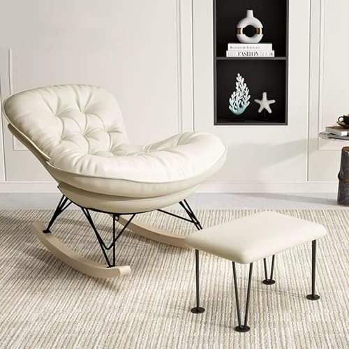 Gepolsterter Schaukelstuhl mit Fußhocker – Tech-Tuch-Akzent-Loungesessel für Schlafzimmer, Büro, Wohnzimmer Gepolsterter Schaukelstuhl mit Fußhocker – Tech-Tuch-Akzent-Loungesessel für Schlafzimmer, Büro, Wohnzimmer von Generisch