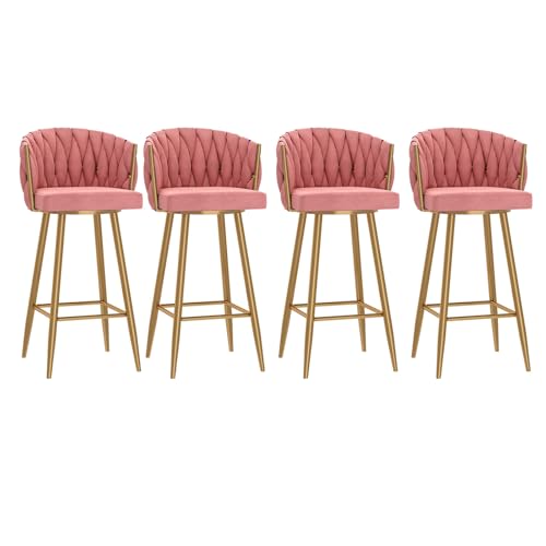 Gepolstertes Barhocker-Set mit gewebter Rückenlehne und Metallbeinen, armloses Design für Kücheninsel oder Esszimmer von Generisch