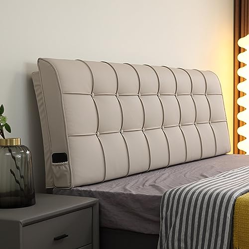 Gepolstertes Kopfteil aus Kunstleder mit Knopfdetail und abnehmbarem Bezug, stützendes Kissen für die Wand, weiches Khaki, 150 cm Länge Gepolstertes Kopfteil aus Kunstleder mit Knopfdetail und abnehmbarem Bezug, stützendes Kissen für die Wand, weiches Khaki, 150 cm Länge von Generisch