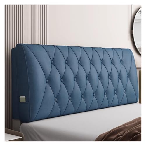 Gepolstertes Kopfteil mit Knöpfen, für Queensize-Bett, abnehmbare Rückenstütze, großes Nachttischkissen, stilvolle blaue Wanddekoration (190 x 60 x 10 cm) von Generisch