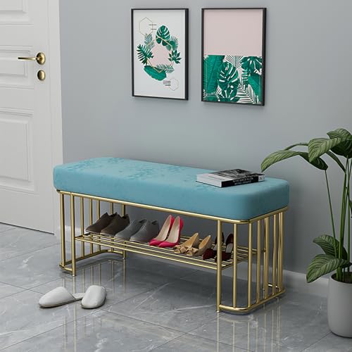 Gepolstertes Schuhregal aus Samt, 2-stöckiges Eingangsregal, moderne Schlafzimmer-Bank, Flur, Wohnzimmer-Organizer Gepolstertes Schuhregal aus Samt, 2-stöckiges Eingangsregal, moderne Schlafzimmer-Bank, Flur, Wohnzimmer-Organizer von Generisch