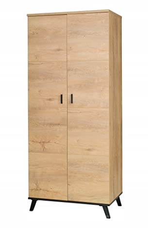 Geräumiger 2D Kleiderschrank John 1 / LEFKAS Eiche + SCHWARZ Geräumiger 2D Kleiderschrank John 1 / LEFKAS Eiche + SCHWARZ von Generisch