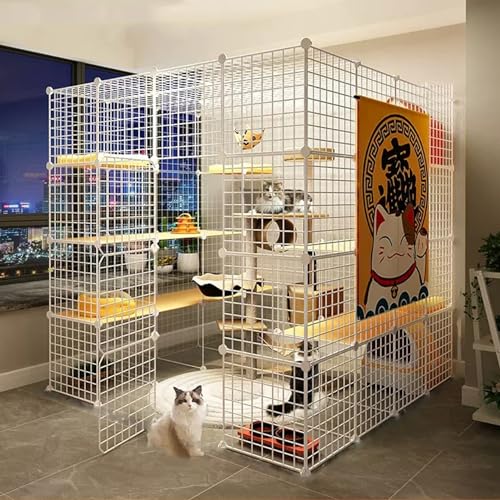 Geräumiger Katzenlaufstall für den Innenbereich mit abnehmbarem Nest, Leitern und Hängematte für sicheres Spielen und Entspannen Geräumiger Katzenlaufstall für den Innenbereich mit abnehmbarem Nest, Leitern und Hängematte für sicheres Spielen und Entspannen von Generisch