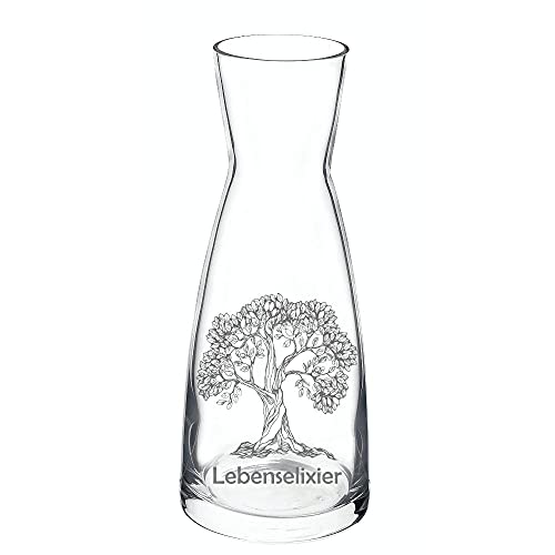 Geschenke-Macher Glaskaraffe Krug graviert mit Baum graviert mit wahlweise Name oder Lebenselixier (Baum + Lebenselixier) von Generisch