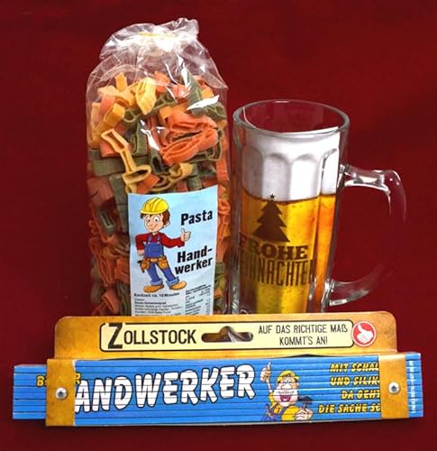 Geschenkset für Handwerker Nudeln Weihnachts-Bierglas und Zollstock von Generisch