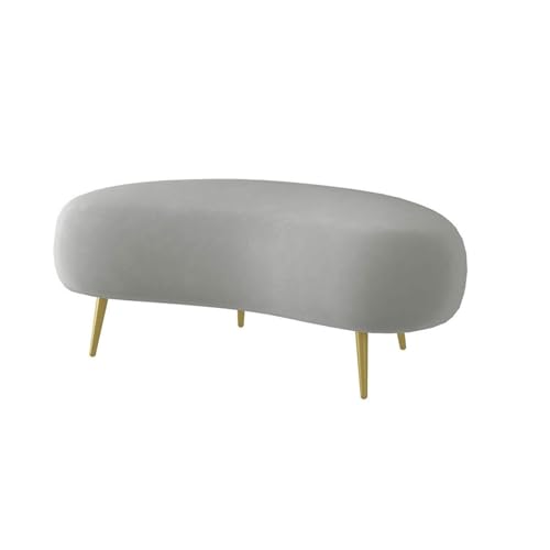 Geschwungener Samt-Fußhocker für Wohnzimmer und Schlafzimmer, stilvoller Lammfell-Schuhwechselhocker, moderner niedriger Hocker, Stuhl, vielseitige Heimdekoration (Grau) von Generisch