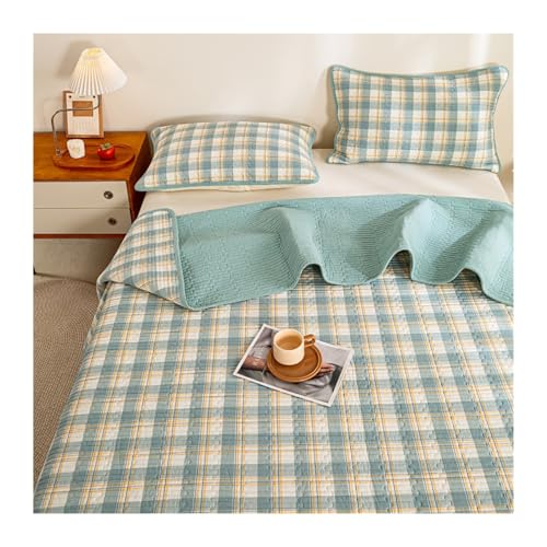 Gesteppte Tagesdecken, Schlafzimmer-Dekor, Baumwolle, kariert, gesteppt, Tagesdecke, weiche Bettwäsche, Einzelbett, Doppelbett, Steppdecke mit 2 Kissenbezügen Gesteppte Tagesdecken, Schlafzimmer-Dekor, Baumwolle, kariert, gesteppt, Tagesdecke, weiche Bettwäsche, Einzelbett, Doppelbett, Steppdecke mit 2 Kissenbezügen von Generisch