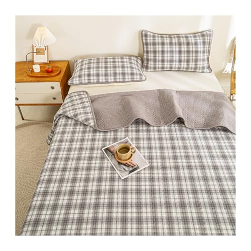 Gesteppte Tagesdecken, Schlafzimmer-Dekor, Baumwolle, kariert, gesteppt, Tagesdecke, weiche Bettwäsche, Einzelbett, Doppelbett, Steppdecke mit 2 Kissenbezügen Gesteppte Tagesdecken, Schlafzimmer-Dekor, Baumwolle, kariert, gesteppt, Tagesdecke, weiche Bettwäsche, Einzelbett, Doppelbett, Steppdecke mit 2 Kissenbezügen von Generisch
