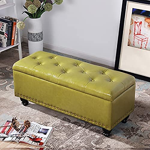 Gesteppter Kunstleder-Pouf, rechteckiger Couchtisch mit Holzbeinen, Ottoman-Bank, 100 x 40 x 43 cm und 80 x 40 x 43 cm, stilvolle Aufbewahrungslösung für Zuhause von Generisch
