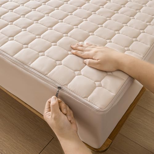 Gesteppter Matratzenschoner mit Reißverschluss, anpassbar, mit Reißverschluss, für Doppel-/Einzelbett-Matratze, waschbar und staubabweisend, 360° Gesamtumhüllung, kleines Doppelbett (80 x 200 + 15 cm, Gesteppter Matratzenschoner mit Reißverschluss, anpassbar, mit Reißverschluss, für Doppel-/Einzelbett-Matratze, waschbar und staubabweisend, 360° Gesamtumhüllung, kleines Doppelbett (80 x 200 + 15 cm, von Generisch