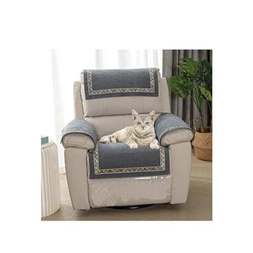 Gestepptes Sofa-Armlehnen- und Kopfstützenbezug-Set, 8-teilig, Liegestuhlschutz für Haustiere, strapazierfähig, dunkelgrau, Schonbezug für Ledercouch, ideal für 3-Sitzer-Möbel von Generisch