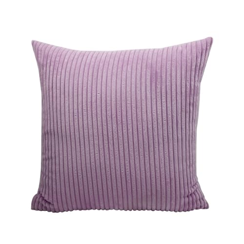 Gestreifter Cordstoff, einfarbig, Kissenbezug, 45/50/60 cm, Dekoration for Schlafsofa, klassischer, einfacher Kissenbezug(Pink Purple,30X50CM) von Generisch