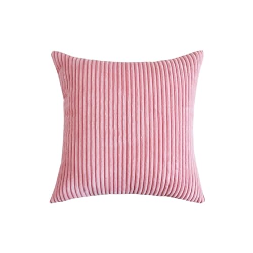 Gestreifter Cordstoff, einfarbig, Kissenbezug, 45/50/60 cm, Dekoration for Schlafsofa, klassischer, einfacher Kissenbezug(Rubber Pink,40X40CM) von Generisch