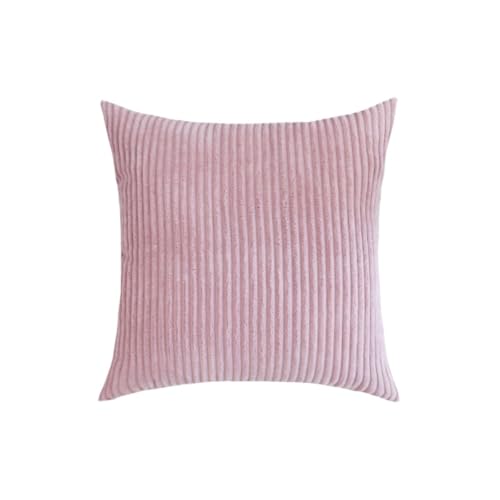 Gestreifter Cordstoff, einfarbig, Kissenbezug, 45/50/60 cm, Dekoration for Schlafsofa, klassischer, einfacher Kissenbezug(Smoke pink,40x50cm) von Generisch