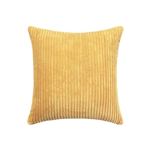 Gestreifter Cordstoff, einfarbig, Kissenbezug, 45/50/60 cm, Dekoration for Schlafsofa, klassischer, einfacher Kissenbezug(Yellow,40x50cm) von Generisch