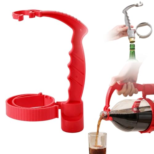 Getränkeflaschengriff, Kunststoff, Soda-Flaschengriff, Griff für einfache Kontrolle und Vermeidung von Verschütten, Trinkgeschirr-Flaschenöffner, Ausgießen, 2-in-1, Party-Cola-Griff, Mehrzweck, Rot von Generisch