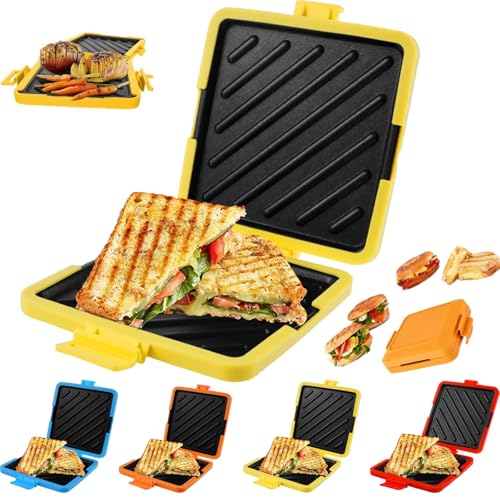Gettoreach Microwave Toastie Sandwich Maker, Maker mit verstellbaren Silikonbändern, 3 in 1 Zeitersparnis schnell für Frühstück Toaster, Reisen/Zuhause(Gelb) von Generisch