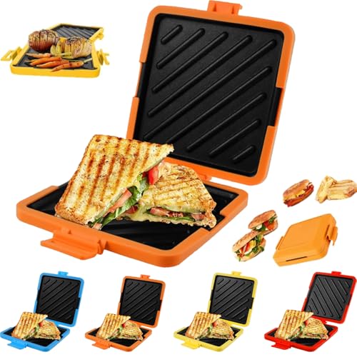 Gettoreach Microwave Toastie Sandwich Maker, Maker mit verstellbaren Silikonbändern, 3 in 1 Zeitersparnis schnell für Frühstück Toaster, Reisen/Zuhause(Orange) von Generisch