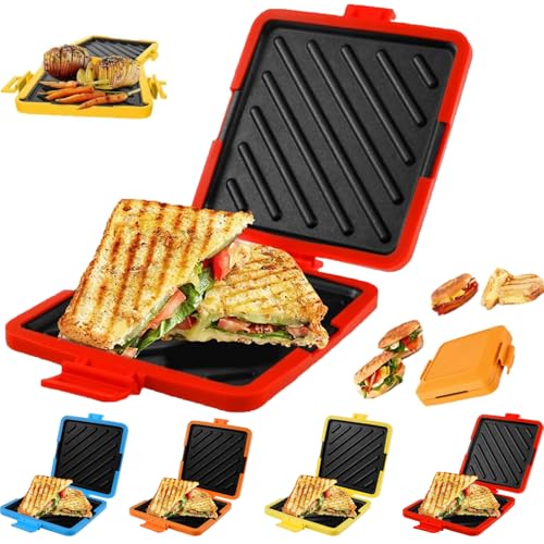 Gettoreach Microwave Toastie Sandwich Maker, Maker mit verstellbaren Silikonbändern, 3 in 1 Zeitersparnis schnell für Frühstück Toaster, Reisen/Zuhause(Rot) von Generisch