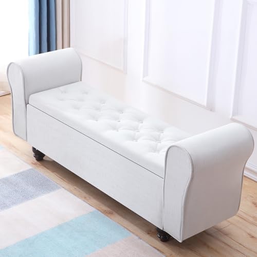Getuftete, gepolsterte Sitzbank mit Stauraum und Massivholzbeinen, vielseitige Möbel für Schlafzimmer, Wohnzimmer und Eingangsbereich von Generisch