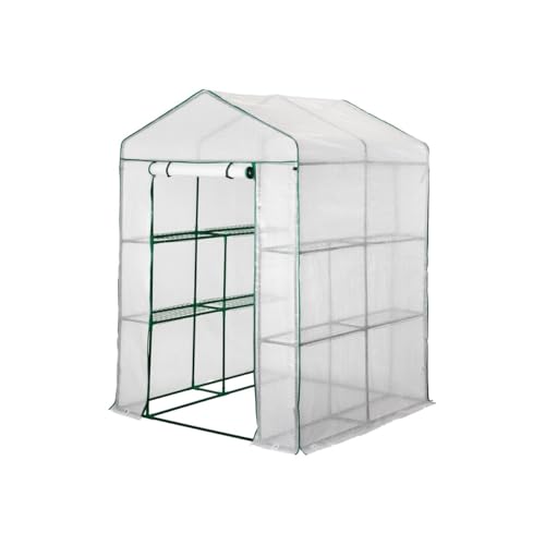 Gewächshaus Treibhaus mit Gitterfolie begehbar B 140 x H 200 x T 140 cm von Generisch