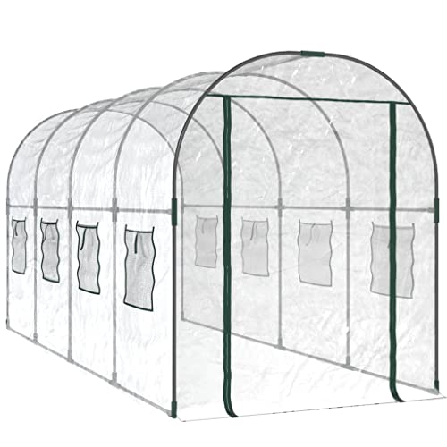 Gewächshaus transparent 160 x 400 x 190 cm PVC Stahl pulverbeschichtet von Generisch