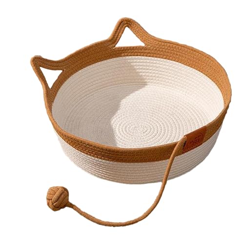 Gewebter Katzenkorb, Katzenbett, Seil, gewebter Korb, niedliches Katzenbett für Katzen und Kätzchen, Baumwollseil, Hundebett mit Griff, kratzfest, atmungsaktiv, faltbares Haustierbett, Katzennest, von Generisch