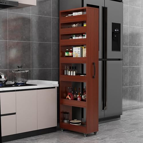 Gewürzregal aus Holz auf Rädern, doppelseitiges 7-Regal-Design für einfachen Zugriff, elegante Nization - Mobile Küchenaufbewahrung, 25 x 55 x 184 cm Gewürzregal aus Holz auf Rädern, doppelseitiges 7-Regal-Design für einfachen Zugriff, elegante Nization - Mobile Küchenaufbewahrung, 25 x 55 x 184 cm von Generisch