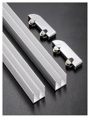 Glas-Schiebetür-Hardware-Kit – 5 mm dick, Doppel-U-K-Aluminiumschiene mit Rollen für Vitrine, Schrank, Kleiderschrank Glas-Schiebetür-Hardware-Kit – 5 mm dick, Doppel-U-K-Aluminiumschiene mit Rollen für Vitrine, Schrank, Kleiderschrank von Generisch