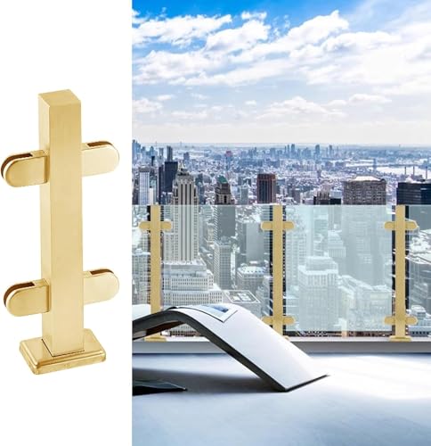 Glasgeländerpfosten Hardware Gebürstetes Gold Metall Baluster Fitting für Innen- und Außenbereich Glaszäune Stilvolles und langlebiges Geländersystem für Sicherheit und Eleganz von Generisch