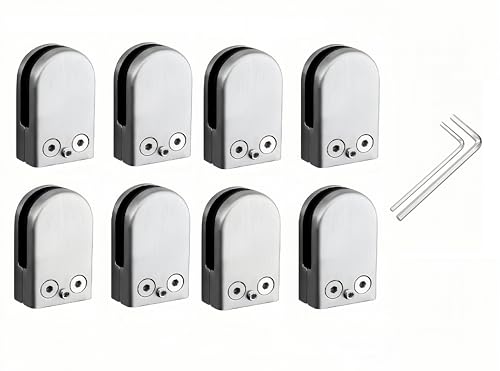 Glashalter Edelstahl 8 Stück Glasklemme Glasklemmen Glasklemmhalter Spiegelhalterung Glasregal Halterung für 10-12 mm Dicke Glas Geländer, Acrylglas und Holzböden (8Stück 10-12mm) von Generisch