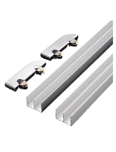 Glasschiebetürschienen-Set – zweikanalige Aluminium-Führungsschiene für reibungslosen, leisen Betrieb, perfekt für Vitrinen und Kleiderschränke, Größe: 110 cm Glasschiebetürschienen-Set – zweikanalige Aluminium-Führungsschiene für reibungslosen, leisen Betrieb, perfekt für Vitrinen und Kleiderschränke, Größe: 110 cm von Generisch