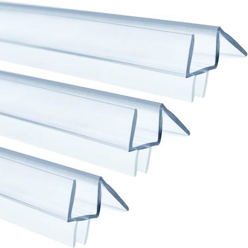 Glastür-Bodendichtung, 50 cm, transparenter Gummistreifen (10 mm), 3 Stück von Generisch