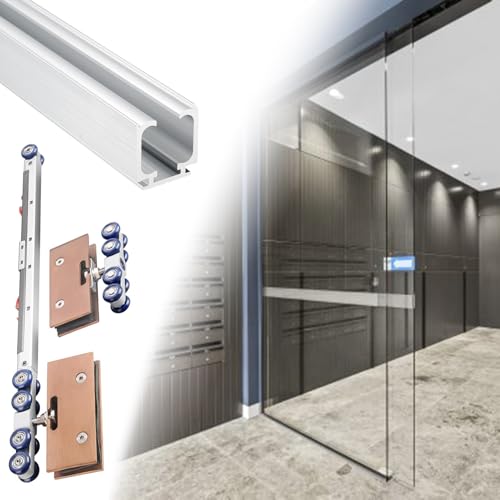 Glastürschiene mit Absenkautomatik, rahmenlos, Schiebetürbeschläge, 5 m, silberweiß, Schiebetürschiene für reibungslosen Betrieb, einfache Installation, langlebiges Design Glastürschiene mit Absenkautomatik, rahmenlos, Schiebetürbeschläge, 5 m, silberweiß, Schiebetürschiene für reibungslosen Betrieb, einfache Installation, langlebiges Design von Generisch