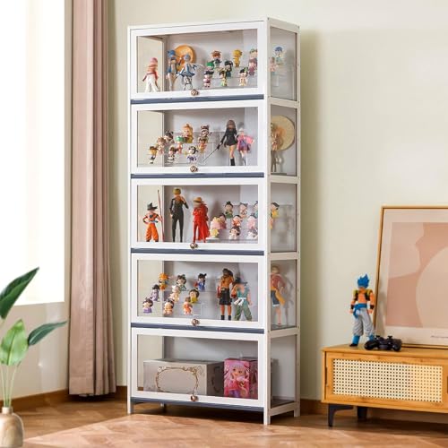 Glasvitrine Wohnzimmer Vitrine Vitrine Vitrine - 5 Etagen Braun 80 * 33 * 172 Transparent auf 3 Seiten - Robuste Textur, versiegelt und staubdicht - Geeignet für verschiedene Szenarien von Generisch