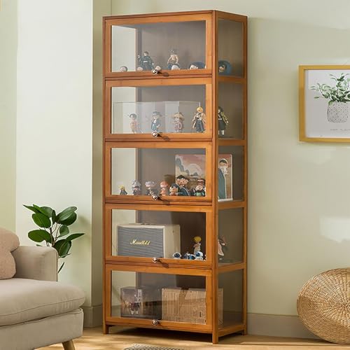 Glasvitrine Wohnzimmer Vitrine Vitrine Vitrine - 5 Etagen Braun 80 * 33 * 172 Transparent auf 3 Seiten - Robuste Textur, versiegelt und staubdicht - Geeignet für verschiedene Szenarien von Generisch
