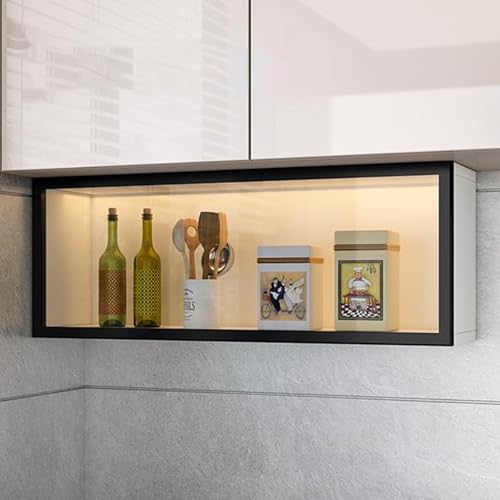 Glasvitrine zur Wandmontage - Frischhalteschrank mit Türen, Lagerregalen und Beleuchtung, geeignet für Küche und Esszimmer, bohrfreie Installation Glasvitrine zur Wandmontage - Frischhalteschrank mit Türen, Lagerregalen und Beleuchtung, geeignet für Küche und Esszimmer, bohrfreie Installation von Generisch