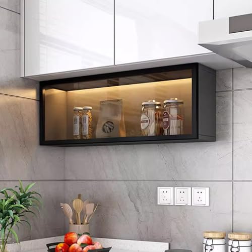 Glasvitrine zur Wandmontage - Frischhalteschrank mit Türen, Lagerregalen und Beleuchtung, geeignet für Küche und Esszimmer, bohrfreie Installation Glasvitrine zur Wandmontage - Frischhalteschrank mit Türen, Lagerregalen und Beleuchtung, geeignet für Küche und Esszimmer, bohrfreie Installation von Generisch